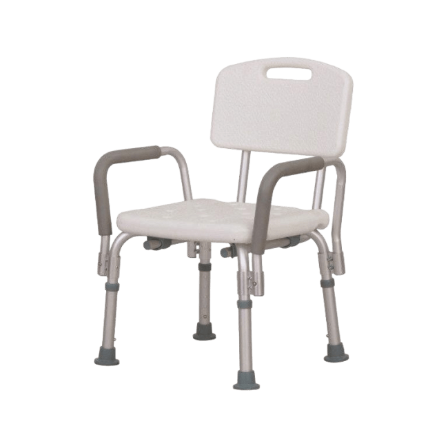 Silla de ducha con respaldo y apoya brazos