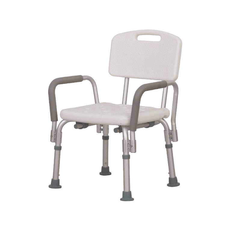 Silla de ducha con respaldo y apoya brazos